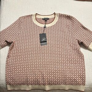 Adrianna Papell Crewneck tipped jacquard sweater